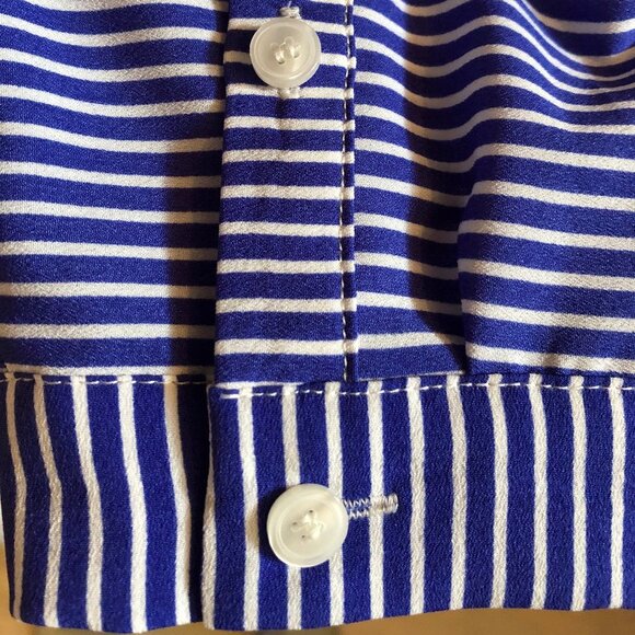 Talbots Lg Slv Button Down Striped Shirt w Waist Tie Purple + White Sz SP NWT - Picture 5 of 5